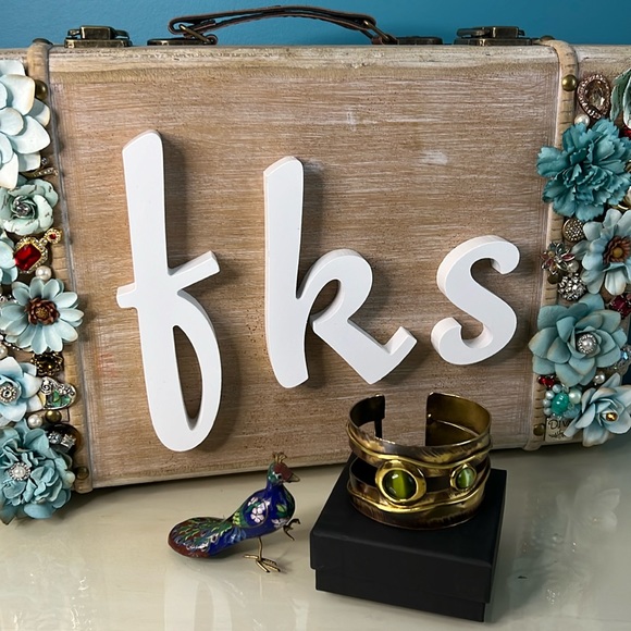 Wide Geometric Cat Eye Cuff Bracelet - Picture 8 of 8